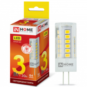 Лампа сд LED-JC-VC 3Вт 12В G4 3000К 260Лм IN HOME