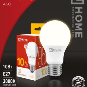 Лампа сд LED-A60-VC 10Вт 230В Е27 3000К 950Лм IN HOME