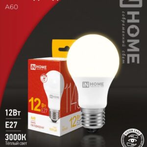 Лампа сд LED-A60-VC 12Вт 230В Е27 3000К 1140Лм IN HOME