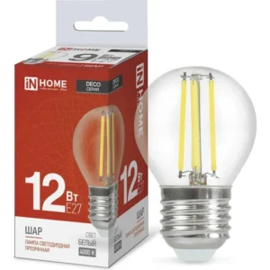 Лампа светодиодная LED-ШАР-deco 12Вт 230В Е27 4000К 1350Лм прозрачная IN HOME