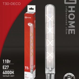 Лампа светодиодная LED-T30-deco 11Вт 230В Е27 4000К 1270Лм 300мм прозрачная IN HOME