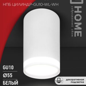 Светильник потолочный НПБ ЦИЛИНДР-GU10-NL-WH под лампу GU10 55х100мм белый IN HOME